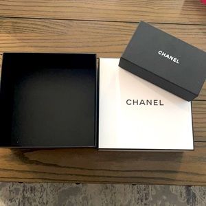 2 Chanel Boxes, sunglass booklet and duster